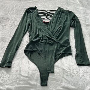 No Boundaries Forest Green Wrap Bodysuit